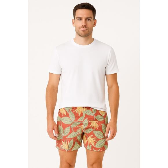 Tommy Bahama Men's Swim Trunks Orange Yellow Leafs Lining Pockets Size XXL - Picture 1 of 7